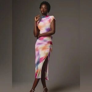 Anthropologie The Maya Ruched Cowl-Neck Dress: Mesh Edition- XS-NWOT